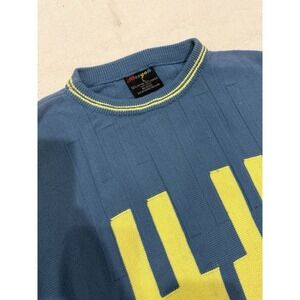 Vintage Mens Bergati Crew Neck Sweater 80s-90s  Size Large Blue & Yellow Stripe